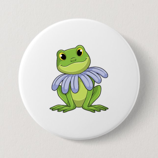Frog with Daisy 7.5 Cm Round Badge (Front)