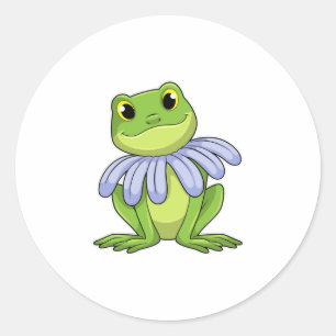 Frog with Daisy Classic Round Sticker