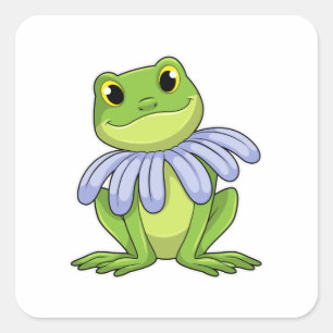 Frog with Daisy Square Sticker