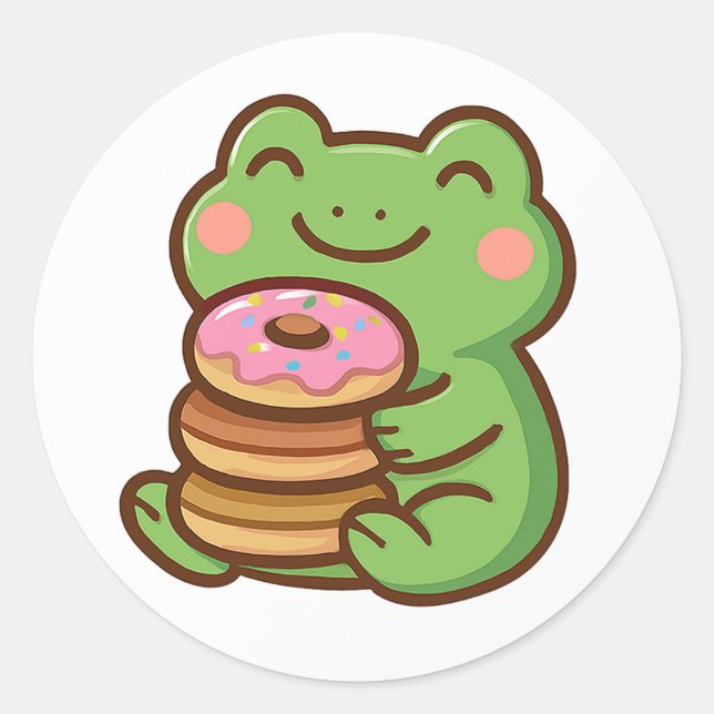 Frog With Donuts – Cute Animal Sticker (Front)
