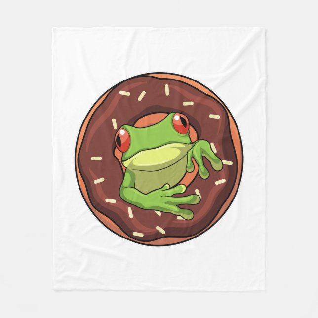 Frog with Doughnut Fleece Blanket (Front)