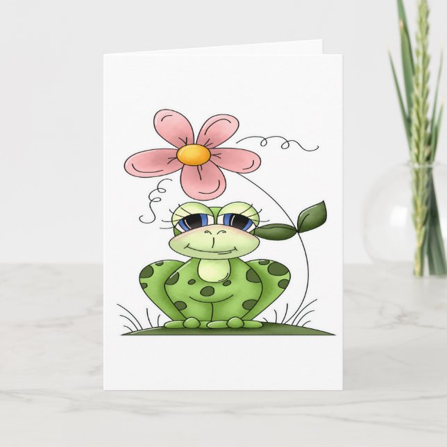 Frog with flower card (Front)