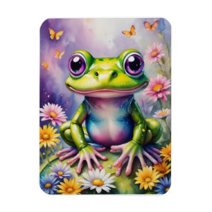 Frog With Flower Digital Art Magnet
