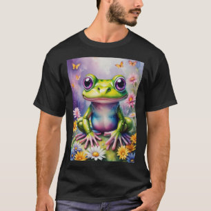 Frog With Flower Digital Art T-Shirt