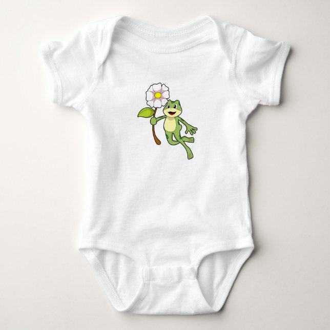 Frog with Flower.PNG Baby Bodysuit (Front)