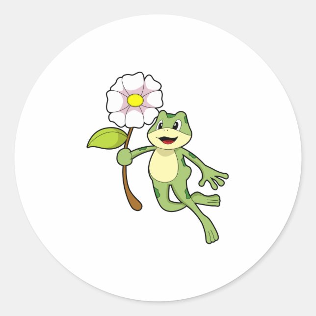 Frog with Flower.PNG Classic Round Sticker (Front)