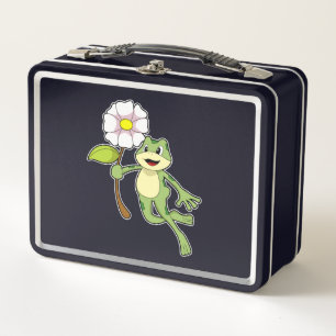 Frog with Flower.PNG Metal Lunch Box
