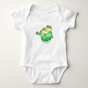 Frog with Glass of Juice Baby Bodysuit