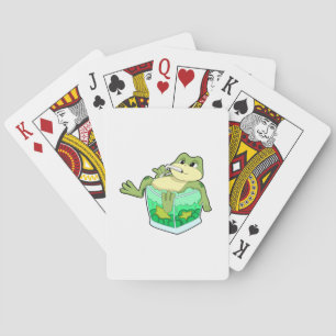 Frog with Glass of Juice Playing Cards