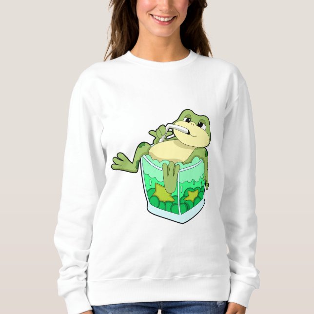 Frog with Glass of Juice Sweatshirt (Front)
