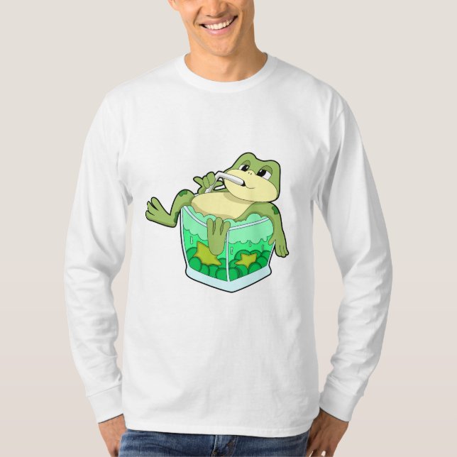 Frog with Glass of Juice T-Shirt (Front)