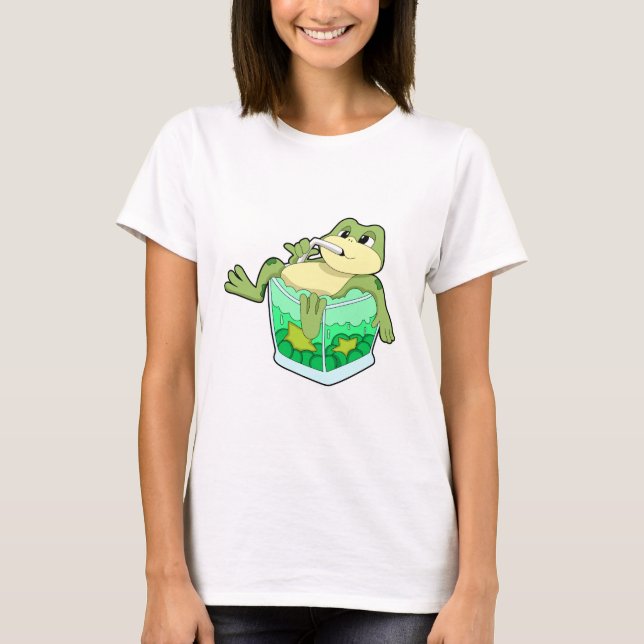 Frog with Glass of Juice T-Shirt (Front)