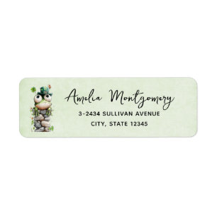 Frog with Green Hat and Shamrock Cute - Address