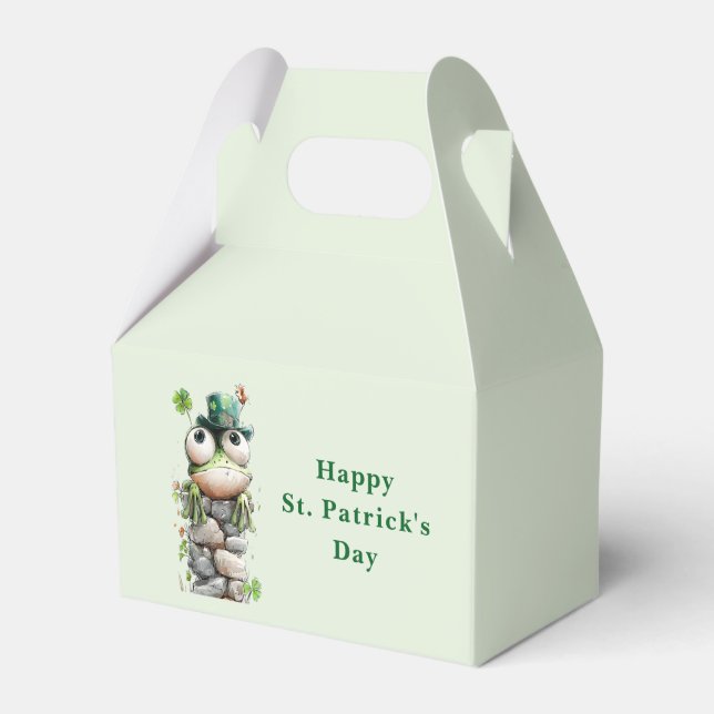 Frog with Green Hat and Shamrock Cute Favour Box (Front Side)