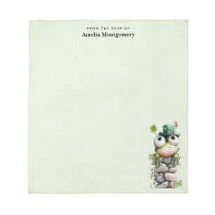 Frog with Green Hat and Shamrock Cute Notepad