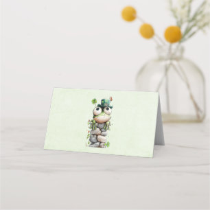 Frog with Green Hat and Shamrock Cute Place Card