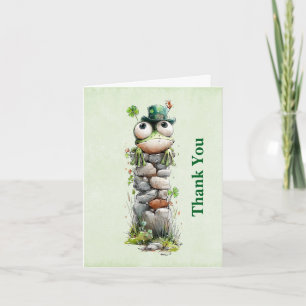 Frog with Green Hat and Shamrock Cute Thank You Card