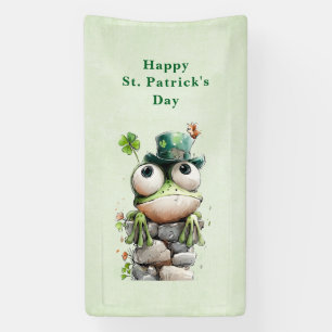 Frog with Green Hat and Shamrock St. Patrick's Day Banner
