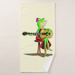 Frog with Guitar Bath Towel