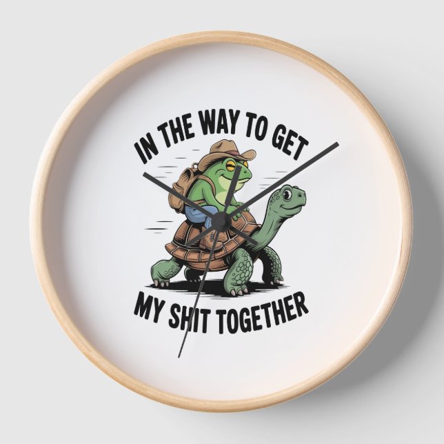 Frog with Hat Riding Turtle Clock (Front)