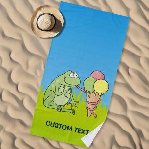 Frog with Icecream Beach Towel