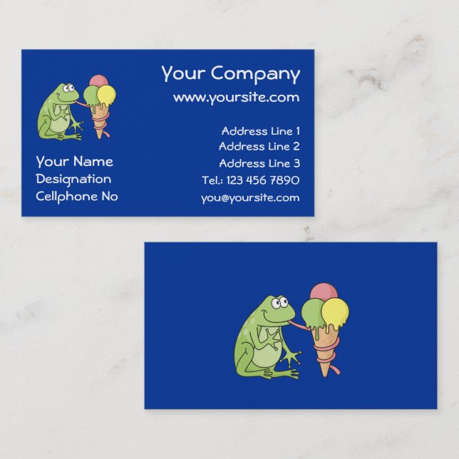 Frog with Icecream Business Card (Front/Back)