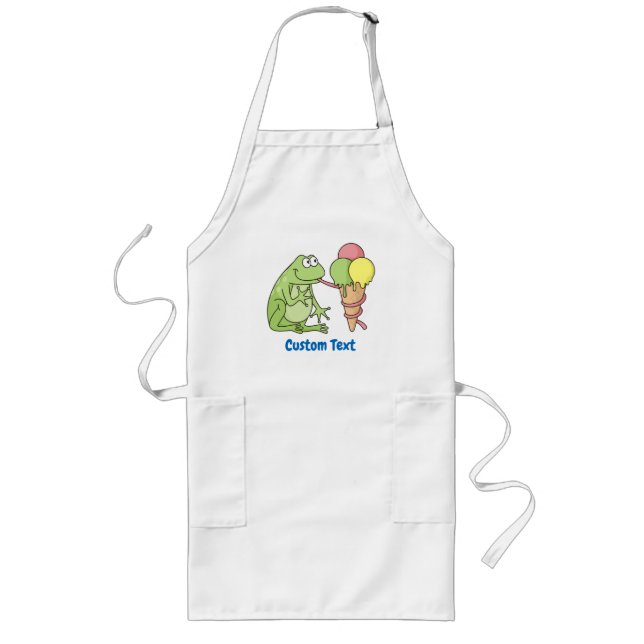 Frog with Icecream Long Apron (Front)