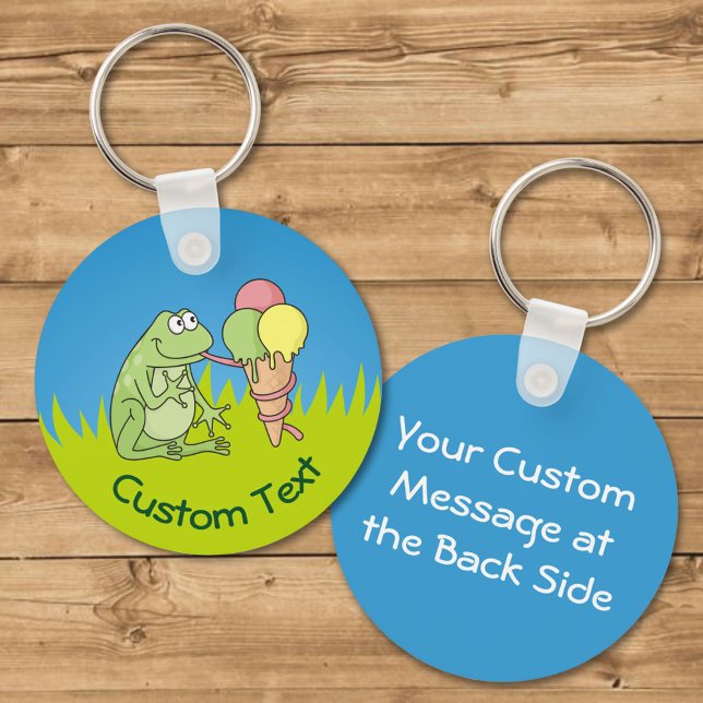Frog with Icecream on Grass Keychain (Creator Uploaded)