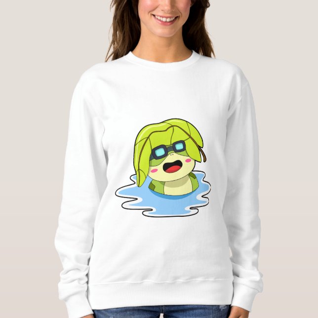 Frog with Leaf at Swimming Sweatshirt (Front)