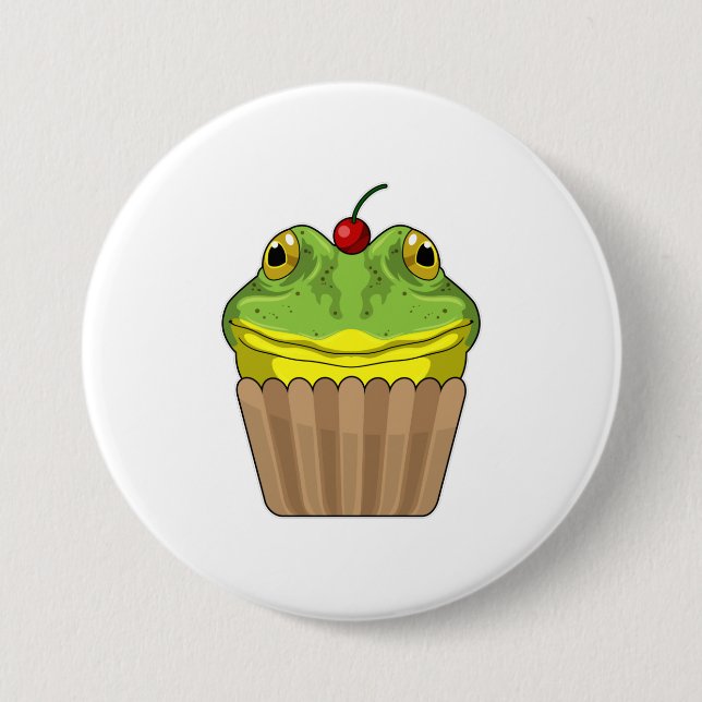Frog with Muffin 7.5 Cm Round Badge (Front)