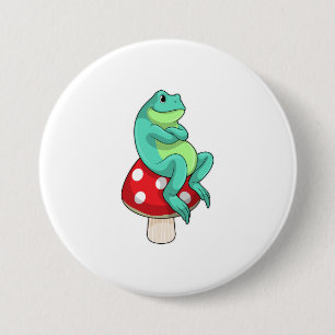 Frog with Mushroom 7.5 Cm Round Badge