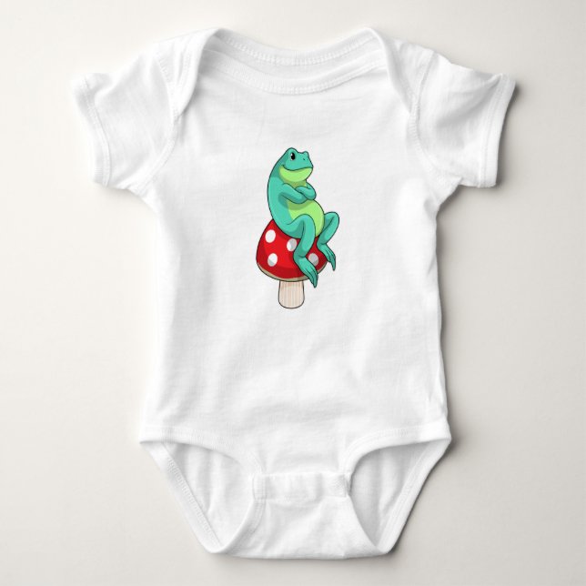 Frog with Mushroom Baby Bodysuit (Front)