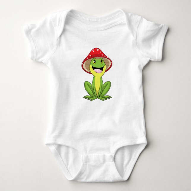 Frog with Mushroom Baby Bodysuit (Front)