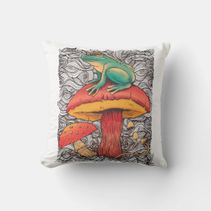 Frog with mushroom Cottagecore style design Cushion