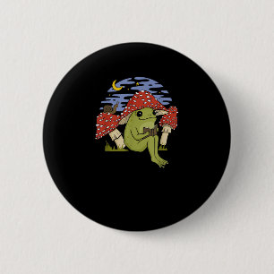 Frog With Mushroom Hat - Cottagecore Goblincore Bo 6 Cm Round Badge
