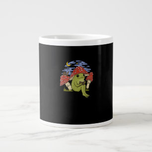Frog With Mushroom Hat - Cottagecore Goblincore Bo Large Coffee Mug