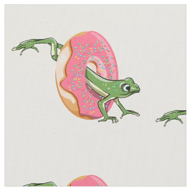 Frog with pink iced doughnut fabric (Close Up)