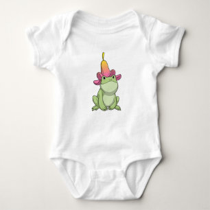 Frog with Plumeria Baby Bodysuit