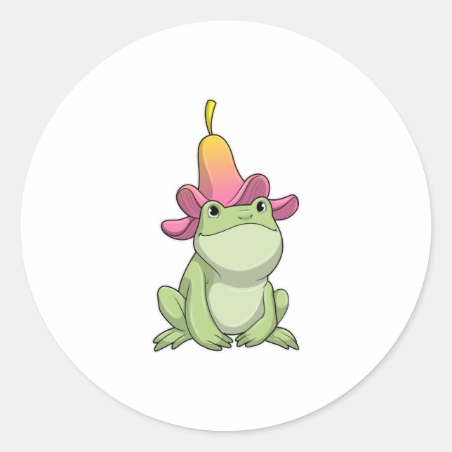 Frog with Plumeria Classic Round Sticker (Front)