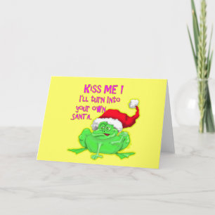 Frog with Santa hat Funny saying Holiday Card