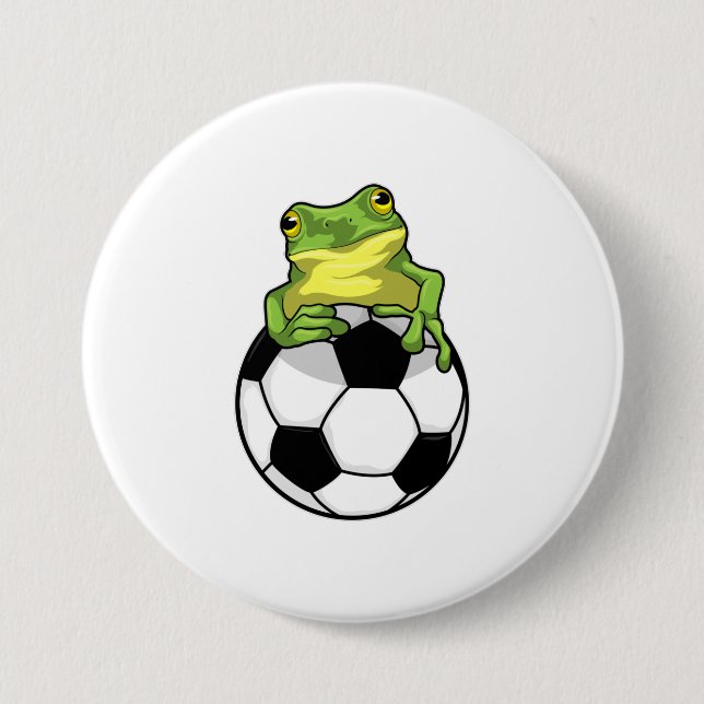 Frog with Soccer ball 7.5 Cm Round Badge (Front)