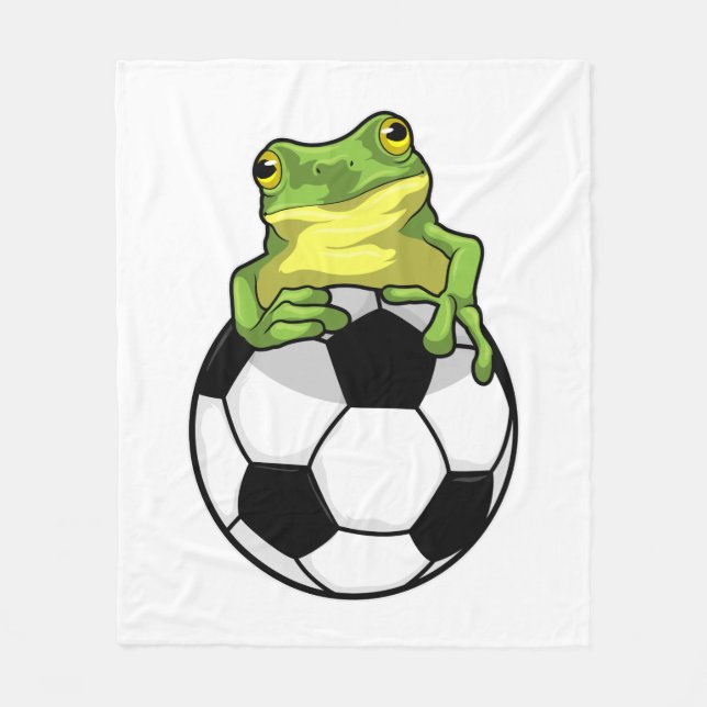 Frog with Soccer ball Fleece Blanket (Front)