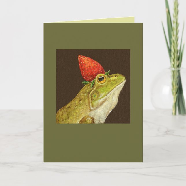 frog with strawberry card (Front)