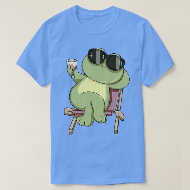 Frog with Sunglasses and Drink T-Shirt (Design Front)