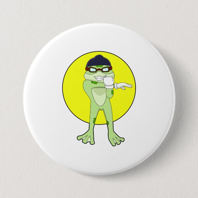 Frog with Swimming goggles 7.5 Cm Round Badge (Front)
