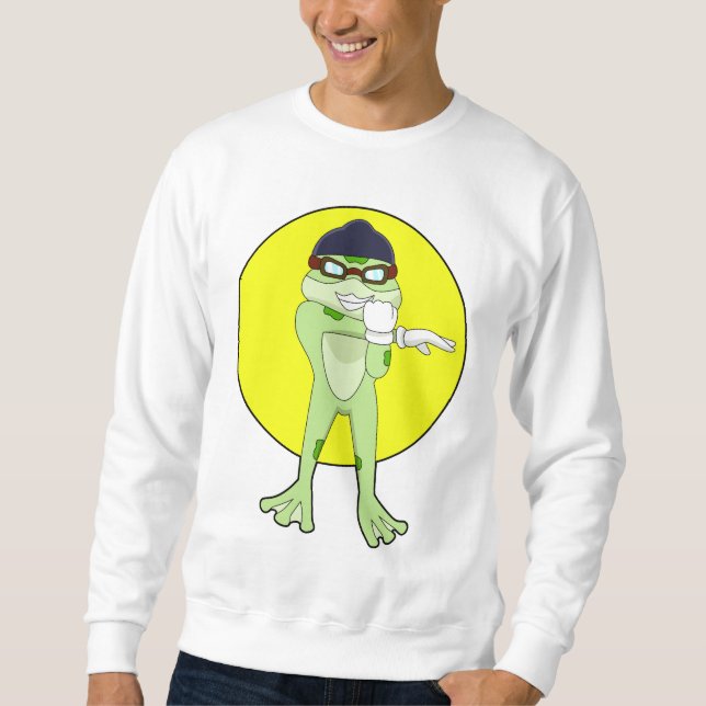 Frog with Swimming goggles Sweatshirt (Front)