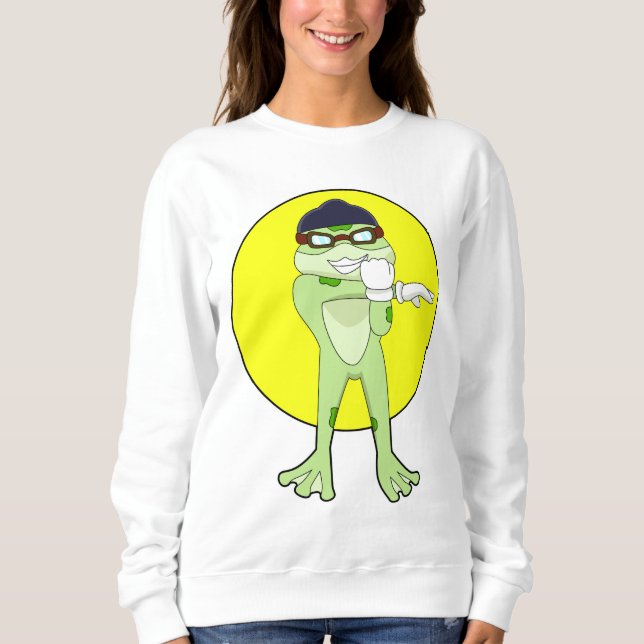 Frog with Swimming goggles Sweatshirt (Front)