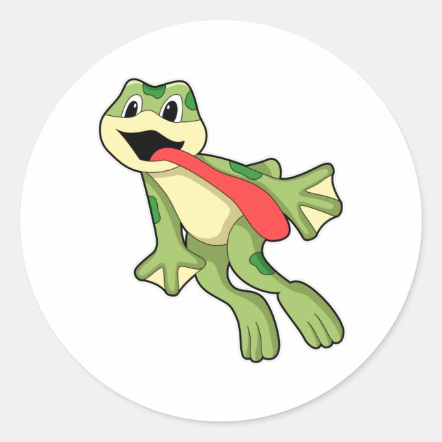 Frog with Tongue out Classic Round Sticker (Front)