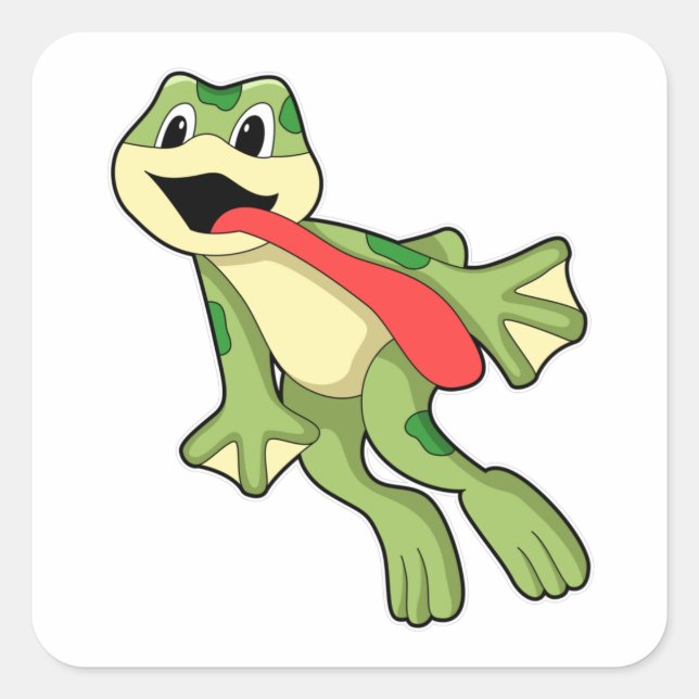 Frog with Tongue out Square Sticker (Front)