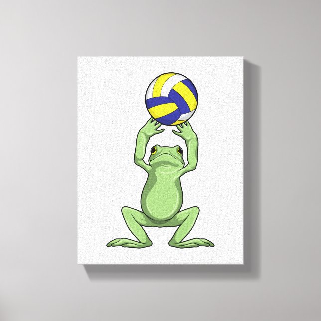 Frog with Volleyball Canvas Print (Front)